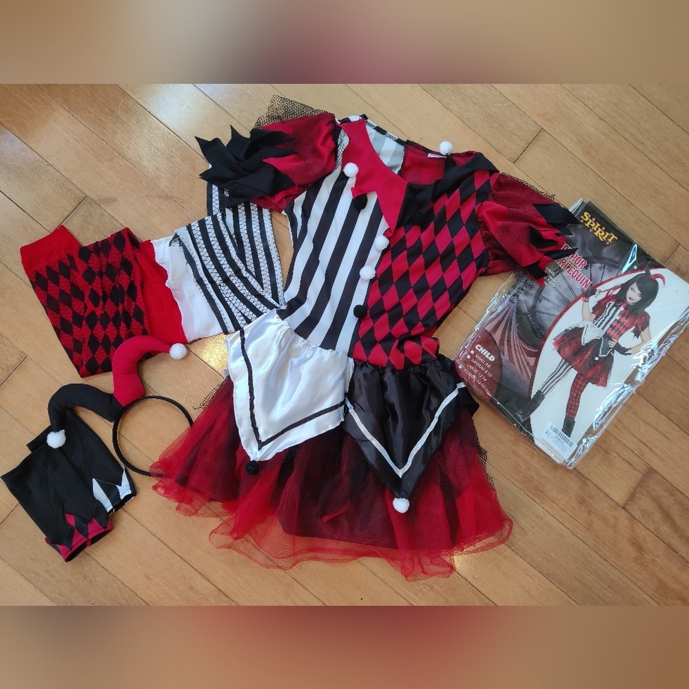 Horror Harlequin Spirit Halloween Costume Girls Large
